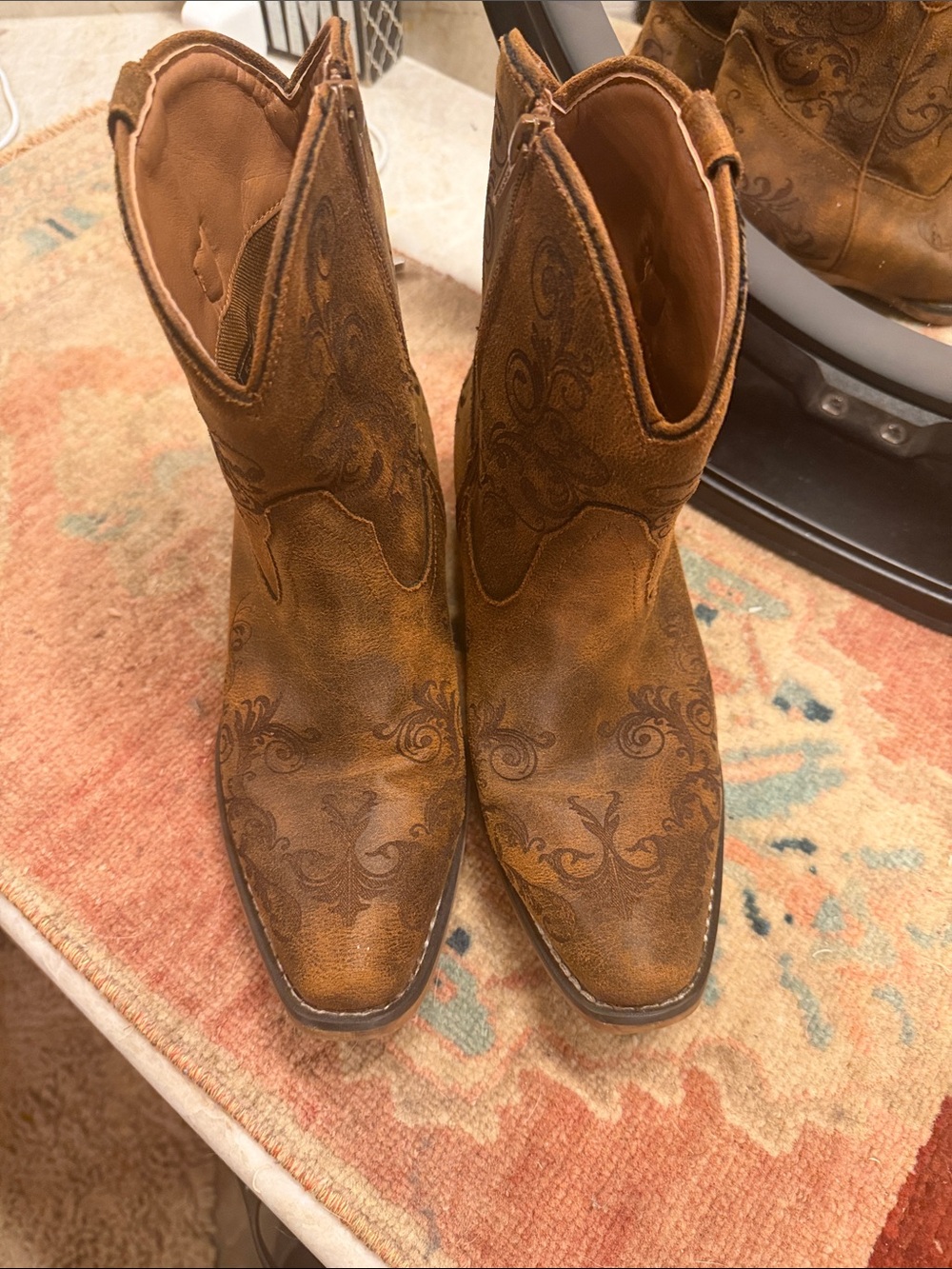 Roper Brown Embossed Western Cowboy Boots